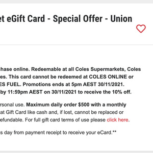 Woolworths Supermarket eGift Card - Union Shopper