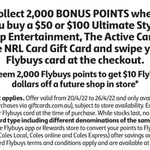 2000 Bonus Flybuys Points When You Buy $50 or $100 Ultimate Style, Swap Entertainment, Active Card or NRL Gift Card @ Coles