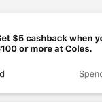 CommBank Rewards: $5 Cashback with $100 Spend @ Coles