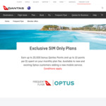 Bonus 60,000 Qantas Points with Optus $99/Month SIM Only 5G Plan (3 Months Minimum), 200GB/Month Max Speed Data @ Qantas