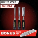 Stanley 3-Piece 13/19/25mm Wood Chisel Set with Bonus Utility Knife $15.95 + Delivery ($0 C&C/ $99 Order) @ Total Tools