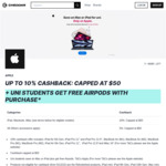 Apple: Up to 10% Cashback on Selected Apple Devices (Capped at $100) @ Cheddar