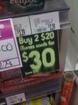 Chatswood Kmart *Buy 2 x $20 iTunes cards for $30*