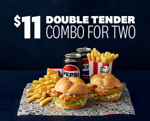 Double Tender Burger Combo for Two $11 Pickup @ KFC (Online/App ...