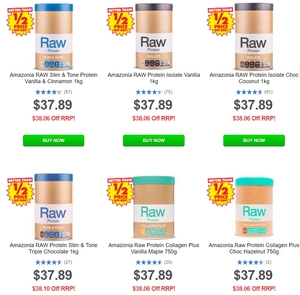 Amazonia RAW Vegan Protein Powder Range (750g-1kg) $37.89 + Delivery ($0 C&C) @ Chemist Warehouse