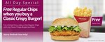 Red Rooster - Free Regular Chips with Any Classic Crispy Burger Purchase. Save from $2.95