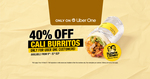 [Uber One] 40% off Cali Burritos + Delivery & Service Fees (Limit One Per Customer) @ Guzman y Gomez via Uber Eats