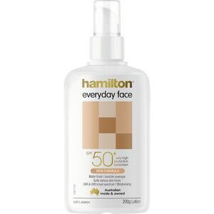 ½ Price RRP Hamilton SPF 50+ Everyday Face 200ml  $14, 75g $7.50 @ Woolworths