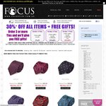 Focus Ties 30% off All Ties, Cufflinks, Socks + Free Gifts When You Buy 3, 5 and 7 Ties