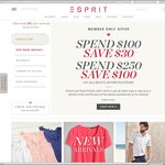 Espirit.Com.au - Spend $100 Save $30, Spend $250 Save $100