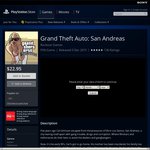 GTA San Andreas PS4 $22.95 @ AU PSN Store