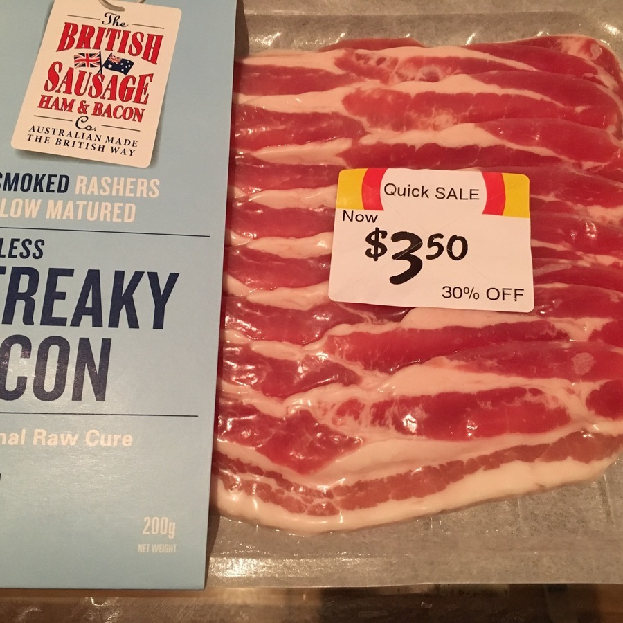 Streaky Bacon 200g $3.50 (Half Price) by The British Sausage Ham ...