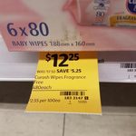 Curash Baby Wipes Fragrance Free 6 X80 Value Pack $12.25  @Coles