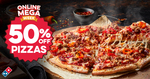 Domino's Pizza 50% off Pick Up or Delivery (Excludes Value, Melbourne Range & Hawaiian)