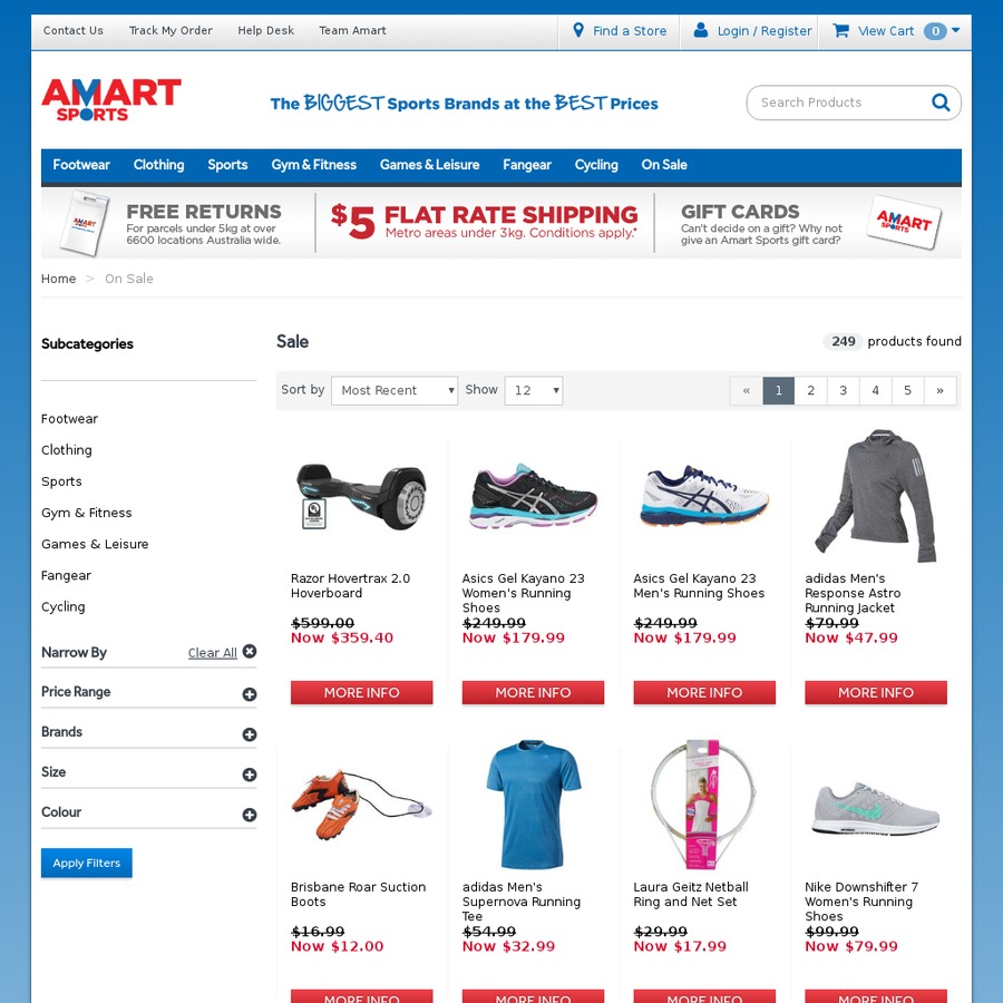 Amart Sports - 50% off Reebok; 40% off ASICS, adidas, New Balance; 30% ...