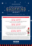 MYER Corporate Shopping Night, 6pm - 9pm, Melbourne City & Sydney City Stores Only. Upto 20% off