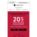 20% off Full Priced Sunglasses @ Sunglass Hut Online (In-store From Tomorrow Onwards)