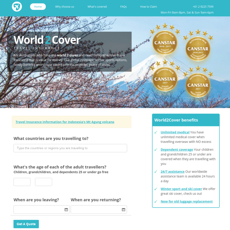 20% off Travel Insurance at World2Cover - OzBargain