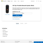 JBL Flip 4 Portable Bluetooth Speaker Black (OOS) or Blue $99 Delivered @ Microsoft AU