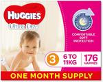 Huggies Nappies 1 Month Supply Size 1-3 $39.99 + Delivery (Free with Prime/ $49 Spend) @ Amazon AU