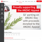 [NSW, QLD, SA, VIC] $2 ANZAC Day Parking When Booking Online @ Wilson Parking (Selected Locations - Exit before 12pm)