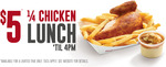 1/4 Chicken, Sml Chips, Sml Potato & Gravy - $5 @ Red Rooster (until 4pm)