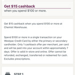 Westpac Extras: $15 Cashback When You Spend $100 or More at Chemist Warehouse