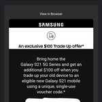 Additional $100 off When You Trade up to Samsung S21 @ Samsung AU