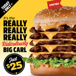 [QLD, NSW, SA, VIC] The 'Really Really Really BIG Carl' a 5 Patties Burger for $25 @ Carl's Jr