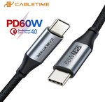Cabletime USB-C to USB-C 60W PD Cable 1m US$1.85 (~A$2.69) Delivered @ Cabletime Official AliExpress