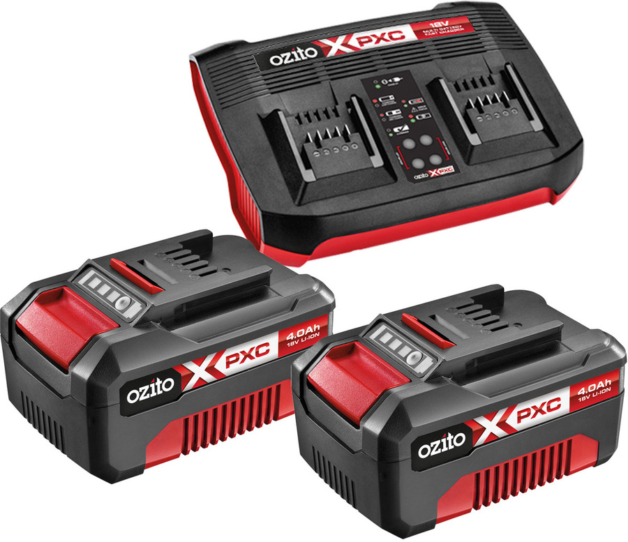 Ozito PXC 2x4.0Ah Batteries Multi Fast Charger Pack 99.98