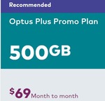 Optus Plus Promo SIM Only Mobile Plan 500GB/Month $69/Month for 12 Months ($89/Month Ongoing) @ Optus
