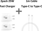 2-Pack 25W Dual Fast Charger Adapter With 1-Pack Type C Cable  $20 Delivered @ BDI Tech