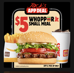 Whopper Junior Small Value Meal for $5 Pickup Only @ Hungry Jack's via App