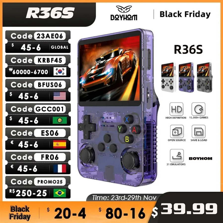 R36s Retro Handheld Game Console Us$30.26 (~a$46.66) Delivered 