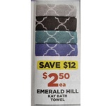 Emerald Hill Kay Bath Towels $2.50 (Save $12) + Delivery ($0 C&C/ in-Store/ $120 Order) @ Spotlight