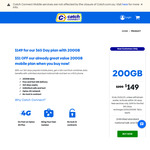 365-Day 200GB Mobile Plan $149 (Save $51) @ Catch Connect