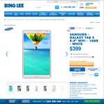Samsung Galaxy Tab S 8.4 (QHD 3GB Ram OctaCore) $399 @ Bing Lee ($379 @ OW via Price Match)