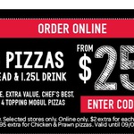 3x Large Pizzas + 1x Garlic Bread + 1x 1.25l Drink = $25 Delivered @ Domino's