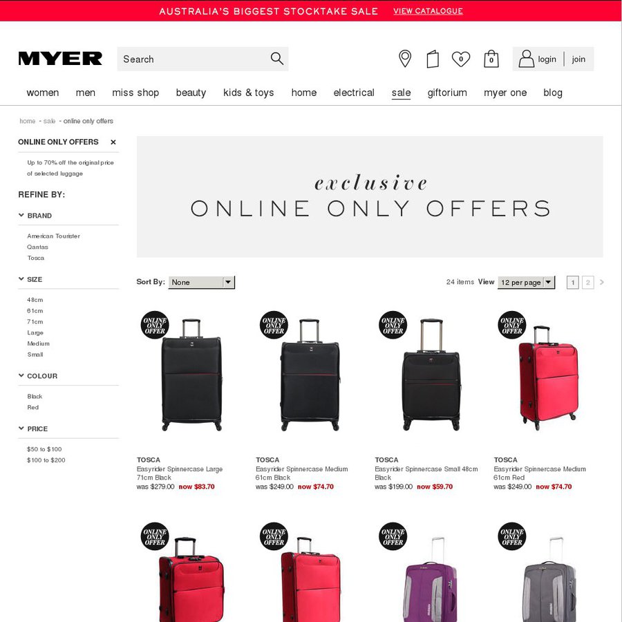 Tosca cheap luggage myer