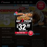 Domino's $5 Value Pizzas, $5.95 Extra Value Pizzas Pick up
