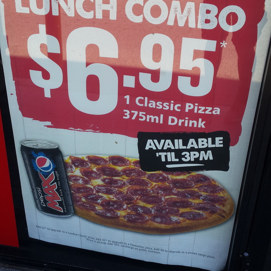 Pizza Hut Lunch Combo $6.95 - 1 Classic Pizza + 375ml Drink (Available ...