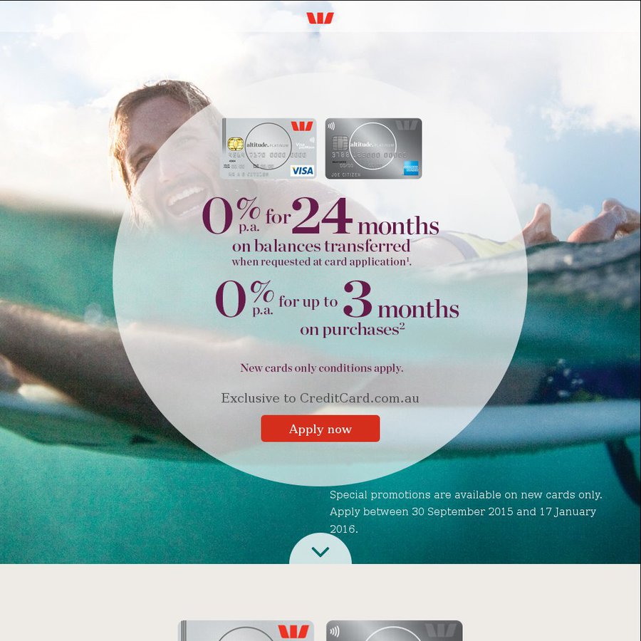 Westpac Altitude Platinum Credit Card - 0% for 24 Month Balance