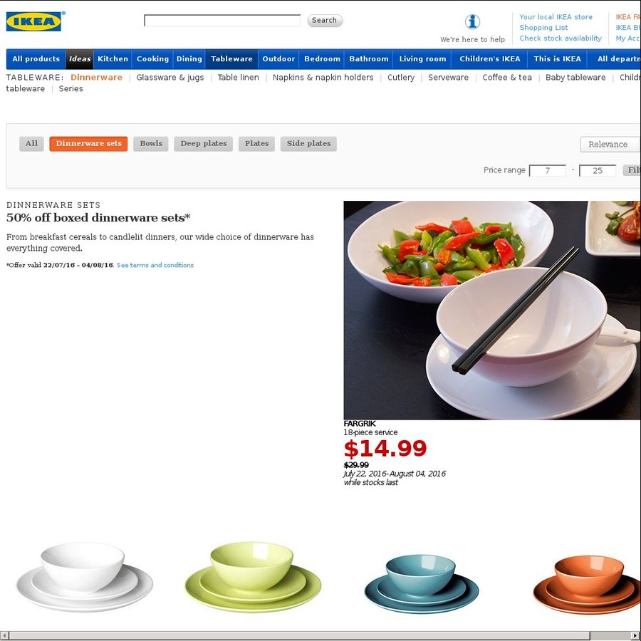 IKEA - 50% off All Boxed Dinnerware Sets, $14.99 for 18-Piece Set ... IKEA - 50% off All Boxed Dinnerware Sets, $14.99 for 18-Piece Set ...
