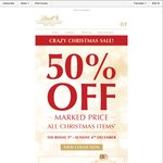 Lindt - 50% off All Christmas Retail Items (4 Days Only) - Thu 1st to Sun 4th December