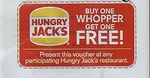 Hungry Jacks: Buy One Whopper, Get One FREE with Coupon!; Need Voucher from Samboys Chips