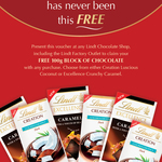 Free 100g Block of Chocolate with Any Purchase @ Lindt Chocolate Shops