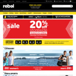 Minimum 20% off Storewide (Excludes Sale Items + Gift Cards) @ Rebel Sport