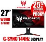 [eBay Plus] Acer XB271HU 27" G-sync 1440p 144hz IPS Gaming Monitor $719.25 Delivered  @ Online Computer eBay