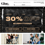 30% off Storewide + Free Delivery for Orders > $75 @ Glue Store